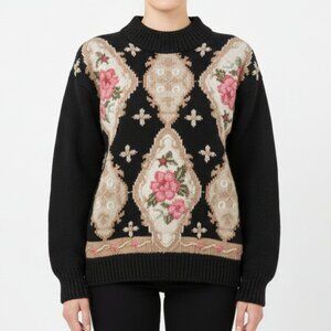 Vintage Cottagecore Floral Sweater Size M